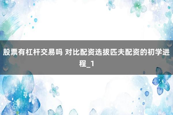 股票有杠杆交易吗 对比配资选拔匹夫配资的初学进程_1